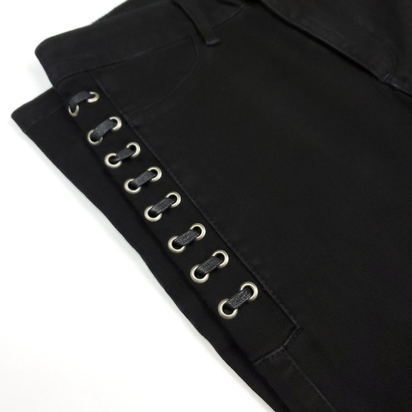 NWT Paige Jeans Womens 25 “Lacey” Black Ultra Skinny Faux-Pocket Lace Up - Picture 3 of 8
